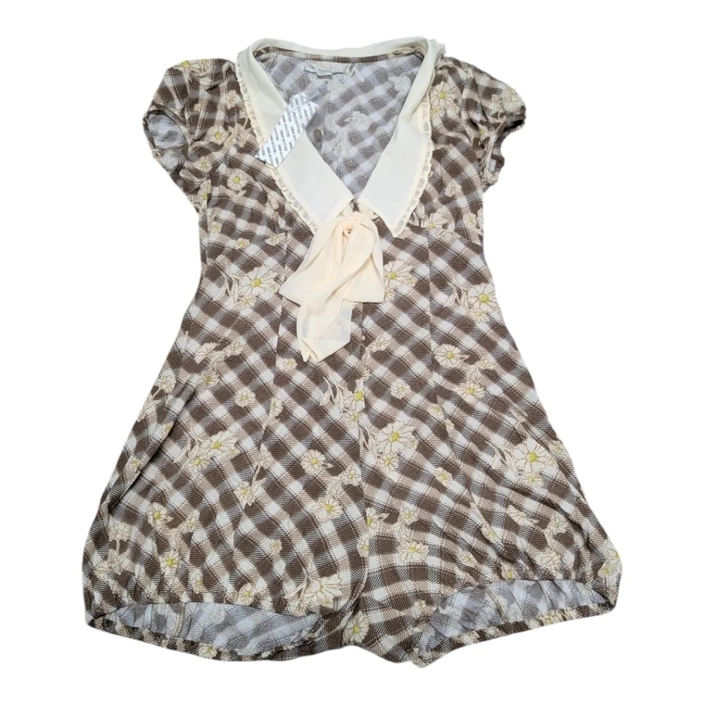 Kimchi Blue Urban Outfitters Romper Giovanna Collared Gingham Women's Small New